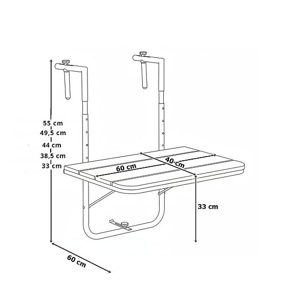 Zložljiva balkonska miza ARETTO siva