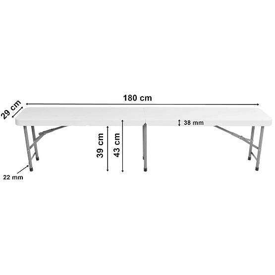 Zložljiva catering klop 180 cm bela