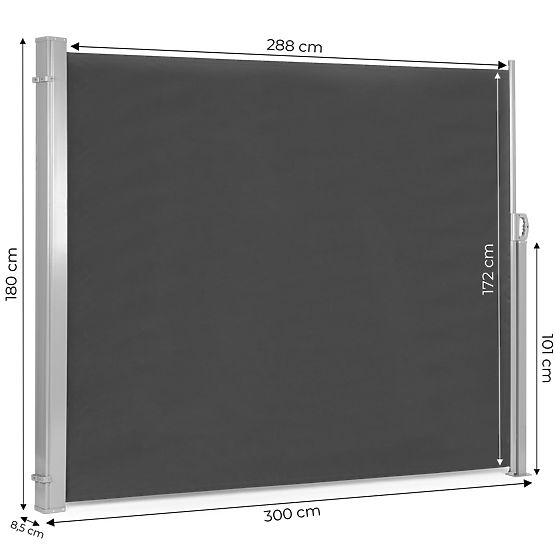 Zložljiva markiza 300x180 cm stranska roleta paravan za vrt na teraso antracit