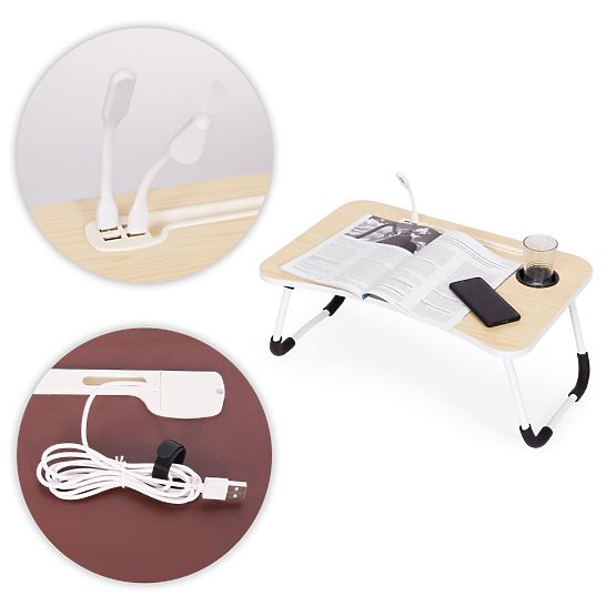 Zložljiva podloga za prenosnik 60x40 cm z lučko in ventilatorjem ModernHome