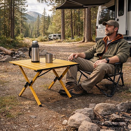 Zložljiva turistična miza 60x60 cm kamping z vrečko MultiGarden