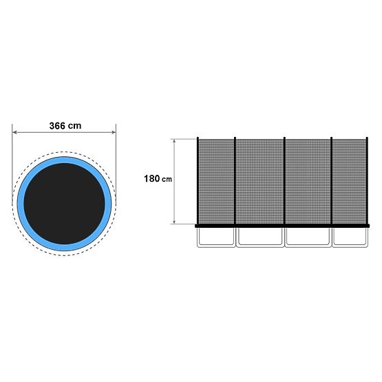 Zunanja mreža za trampolin 366 cm 12 ft/8 stebrov