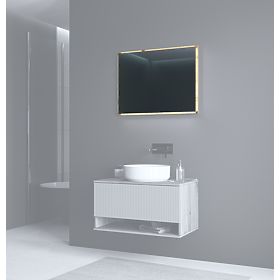 AVIOLA Ogledalo 80 cm + LED hrast artisan