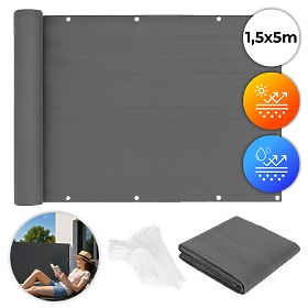 Balkonska zavesa s kovinskimi deli 150x500 cm senčna mreža + montažni elementi siva MultiGarden, MultiGarden