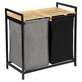 bambusova košara za perilo ali igrače HANOI BLACK 2 predelka DUO BARVA