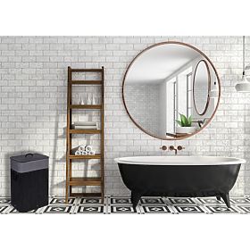 Bambusova košara za perilo s pokrovom 80L črno-siva