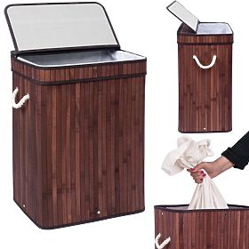 Bambusova košara za perilo s pokrovom SOREN 80L wenge