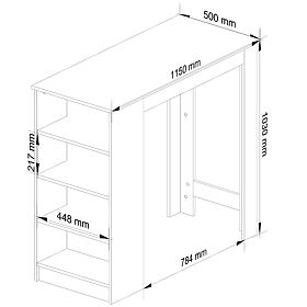 Barska miza pod barski stol 115 cm Bela / Hrast Sonoma
