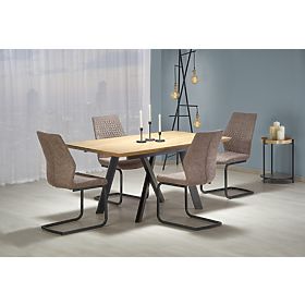 CAPITAL miza 160-200 cm, zlati hrast / črna (2p=1ks), Halmar