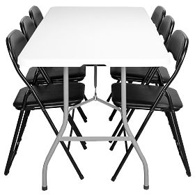 Catering set FETA WHITE 180 cm + 6 stolov BASICO