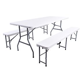 Catering set FETA WHITE miza + 2 klopi, Halmar