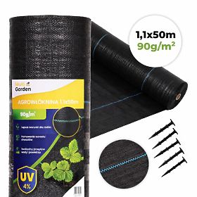 Črna agrotextilija UV 90g protiplevelna preproga 1,1x50m z zatiči MulltiGarden, MultiGarden
