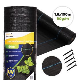 Črna agrotextilija UV 90g protiplevelna preproga 1,6x100m klini MulltiGarden, MultiGarden