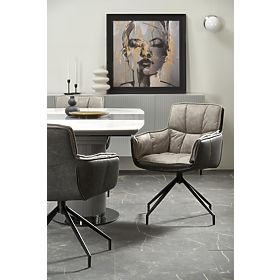 DANCAN raztegljiva miza, beli marmor / siva / svetlo siva / črna (3p=1ks)