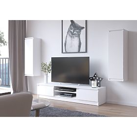 Dnevna stena CLP - komplet pohištva vitrina + bela TV omarica