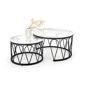 FORMOSA komplet 2 klopi, beli marmor / črna (2p=1ks), Halmar