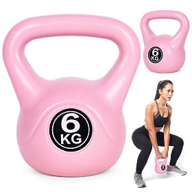 Kettlebell utež 6 kg za vadbo utež krogla teža fitnes roza ModernHome