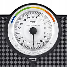 Klasična mehanska analogna kopalniška tehtnica do 180 kg črna WEBBER BMI, WEBBER