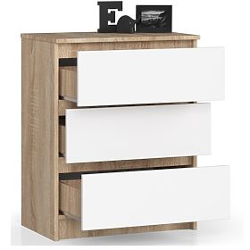 KOMODA K 60 cm 3 PREDALI PK SONOMA / BELA