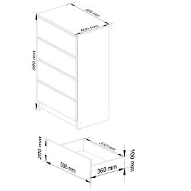 KOMODA K 60 cm 4 PREDALI PK BELA