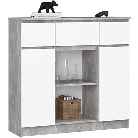 KOMODA K100 2D 3SZ 1P PK BETON / BELA