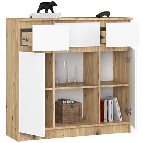 KOMODA K100 2D 3SZ 1P PK HRAST ARTISAN / BELA