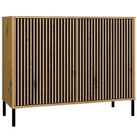 Komoda KAMARO 2D SLIM HRAST ARTISAN Z Rebrastimi Vrati