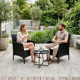 Komplet 2x vrtni stol s blazino, komplet stolov za balkon, teraso, vrt črna MultiGarden