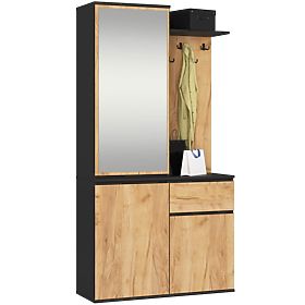 KOMPLET POHIŠTVA ZA PREDSOBO ENTRO PK ČRNA / DUB CRAFT