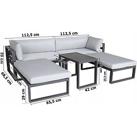 Komplet vrtnega pohištva SANTO siva aluminij
