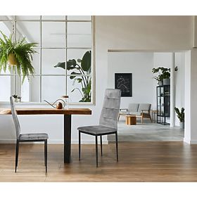 Komplet žametnih stolov za jedilnico in dnevno sobo 4 kosi sivi, MODERNHOME