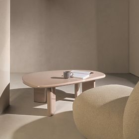 Konferenčna miza Cameron 130 cm, nude, sijajna