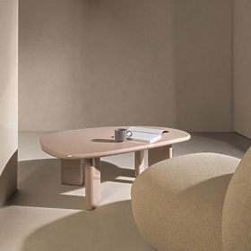 Konferenčna miza Cameron 130 cm, nude, sijajna