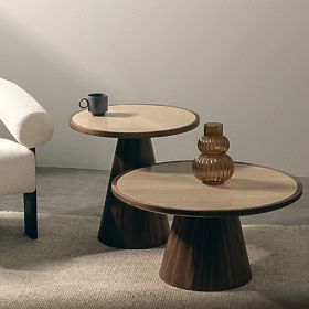 Konferenčna miza Kyoto 80 cm, okrogla, travertin/oreh, lectus