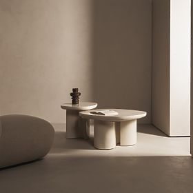 Konferenčna miza Puro 80 cm, svetlo bež, sijajna