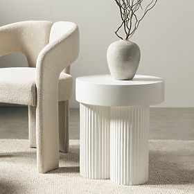 Konferenčna miza Salerno 45 cm, okrogla, bela, z utori, lectus