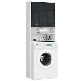 KOPALNIŠKI REGAL FIN NAD PRALNI STROJ BELA / GRAFITNI SIJAJ