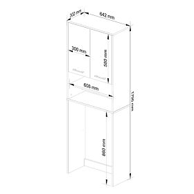KOPALNIŠKI REGAL FIN NAD PRALNI STROJ BELI / ČRNI SIJAJ