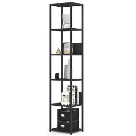 Kovinski loft regal 40 cm - črna-črna - 6 polic