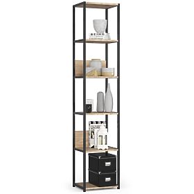 Kovinski loft regal 40 cm - črna-dub sonoma - 6 polic