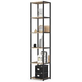 Kovinski loft regal 40 cm - črna-dub sonoma - 6 polic