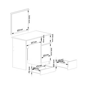 KOZMETIČNA TOALETNA MIZA Z OGLEDALOM P-2/SL 500x600 DESNA PK BELA