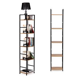 Leseni sodobni regal kovinski okvir LOFT 5 polic, MODERNHOME