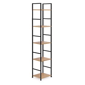 Leseni sodobni regal kovinski okvir LOFT 5 polic, MODERNHOME