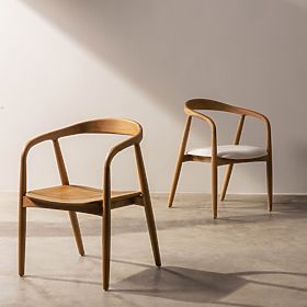 Leseni stol Ludvika, zaobljen, naraven