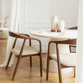 Leseni stol Ludvika, zaobljen, oreh/bež, lectus