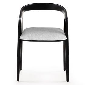 Leseni stol Sande zaobljen, črna/svetlo bež, tikovina, lectus