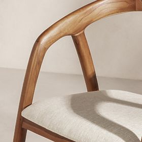 Leseni stol Sande zaobljen, naravna/krem, tikovina, lectus