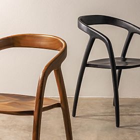 Leseni stol Sande zaobljen, naravni, tikovina, lectus