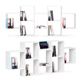 Moderna viseča polica z 8 policami bela, MODERNHOME